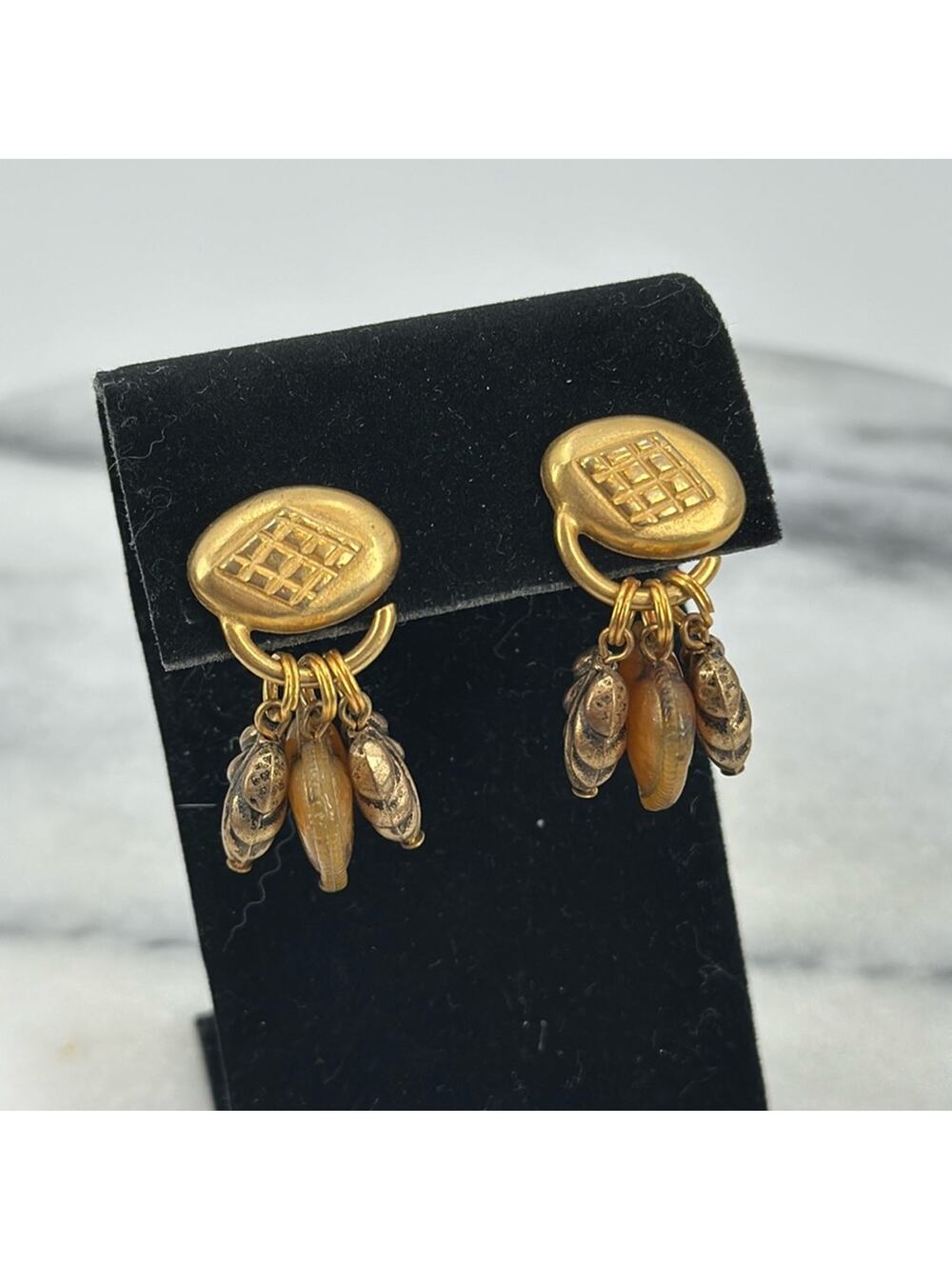 Vintage gold charm C. Stein earrings